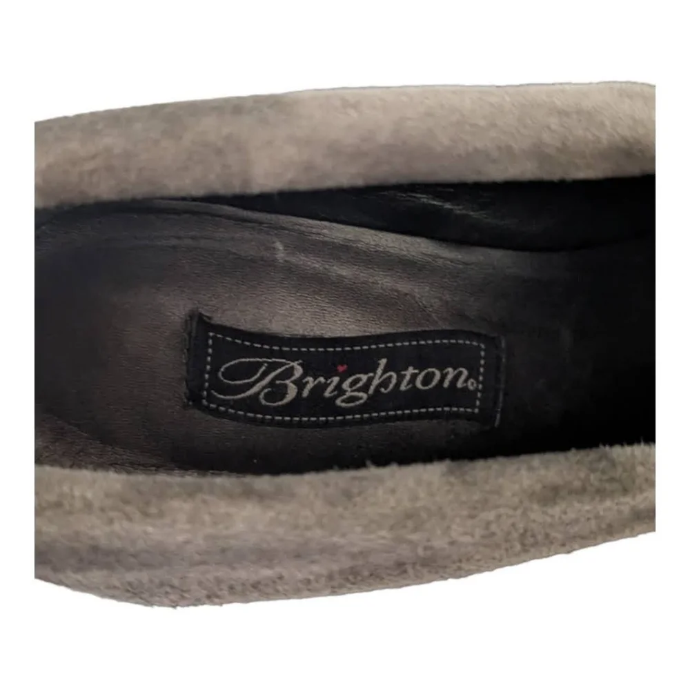 Brighton Black Leather Front Zipper Heeled Bootie 8.5